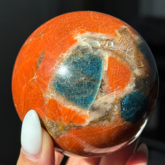 Old Stock Sunstone Blue Apatite Sphere #2