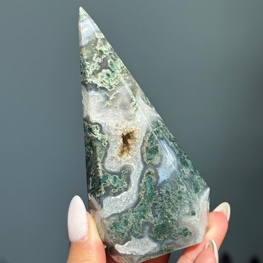 Moss Agate Diamond Tower #1
