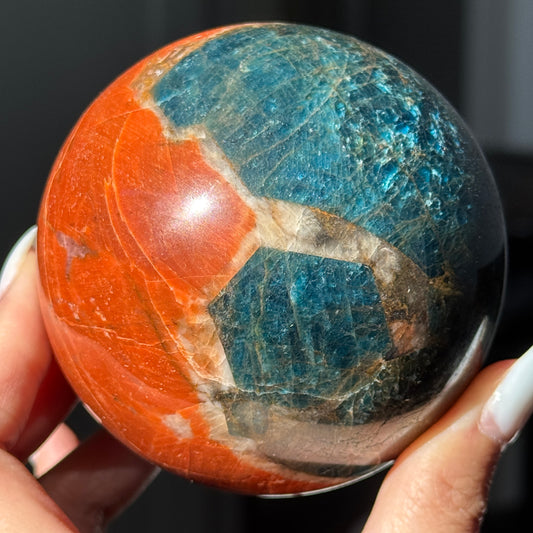 Old Stock Sunstone Blue Apatite Sphere #1