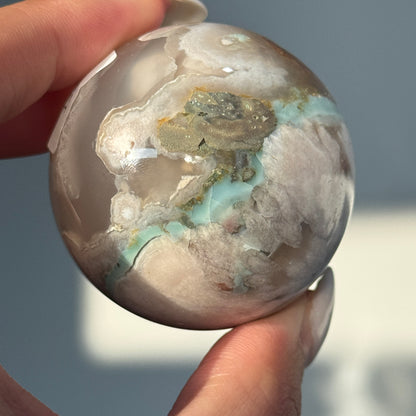 Green Flower Agate Sphere #14