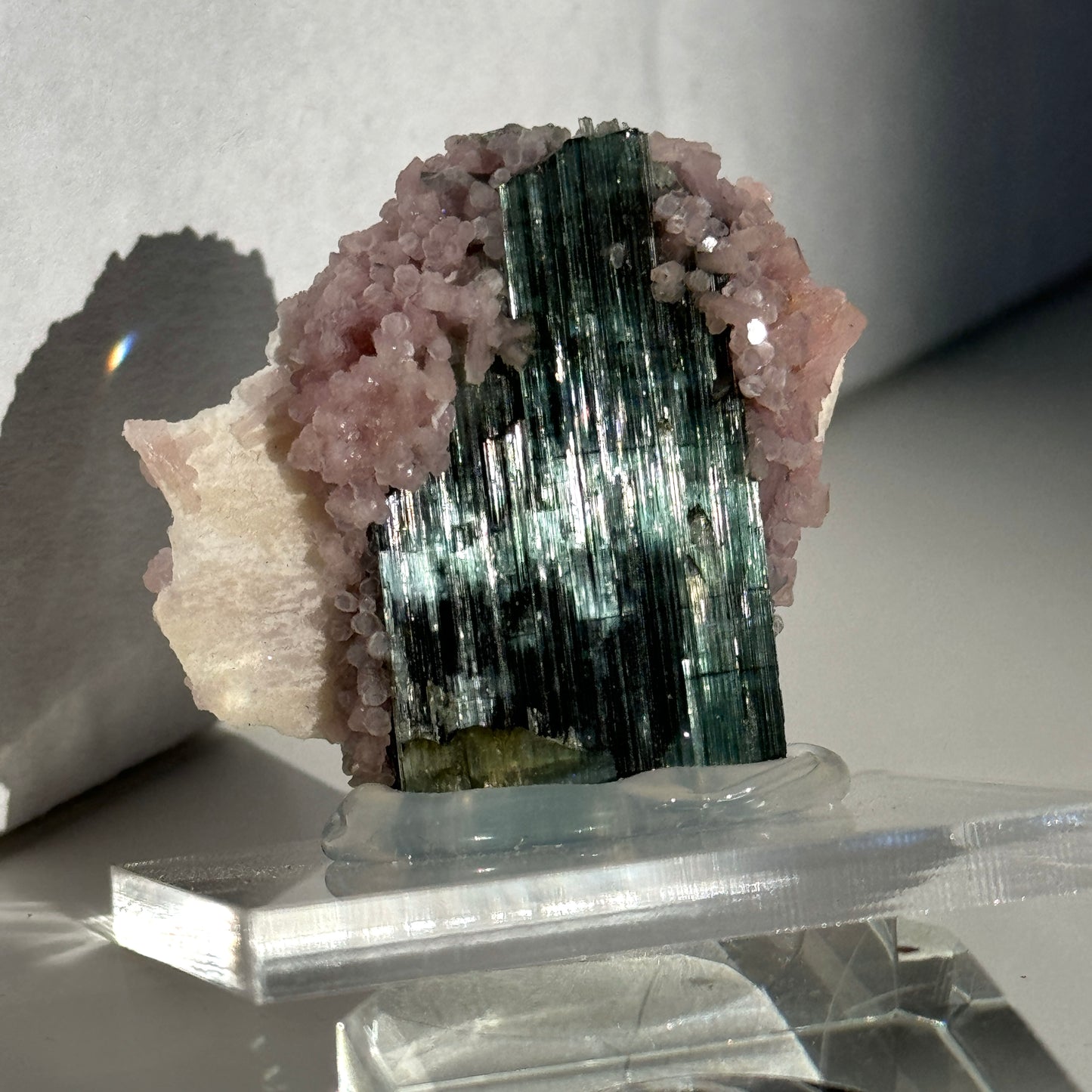 Green Tourmaline with Lepidolite and Albite