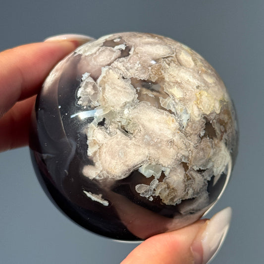 Black Flower Agate Sphere #5