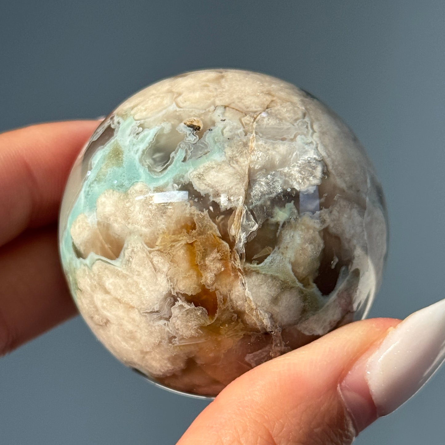 Green Flower Agate Sphere #12