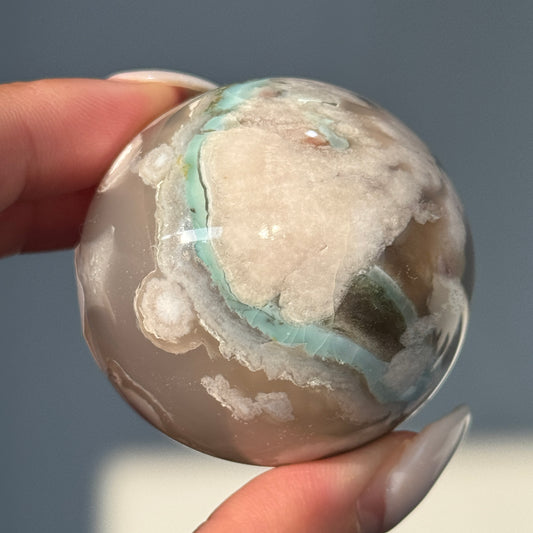 Green Flower Agate Sphere #14
