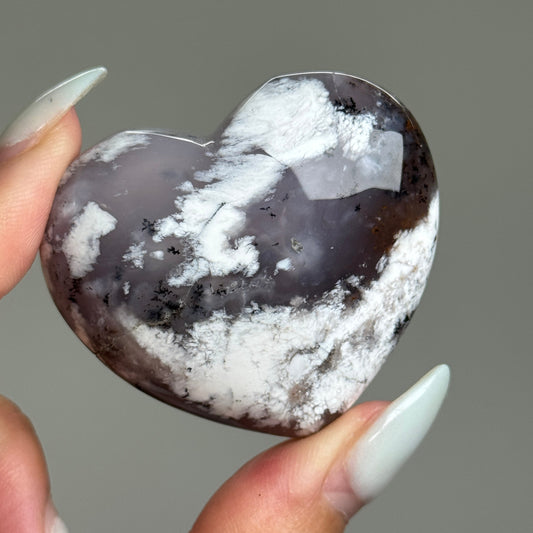 Purple Dendritic Opal Heart Carving #3