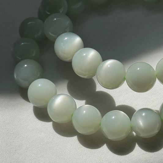 Silky Green Moonstone Bracelets (various bead sizes)