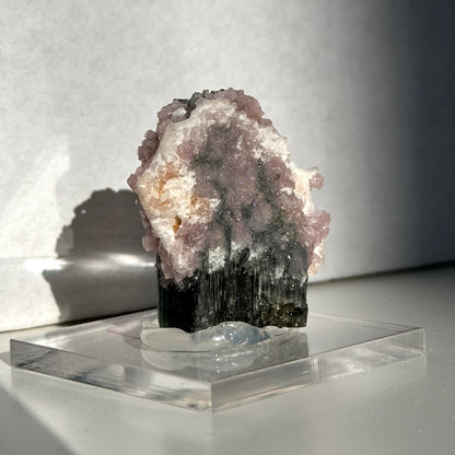 Green Tourmaline with Lepidolite and Albite