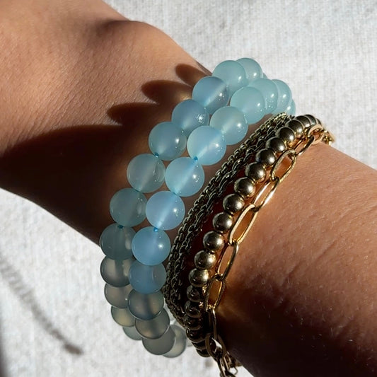 Taiwan "Sapphire" Blue Chalcedony Bracelets