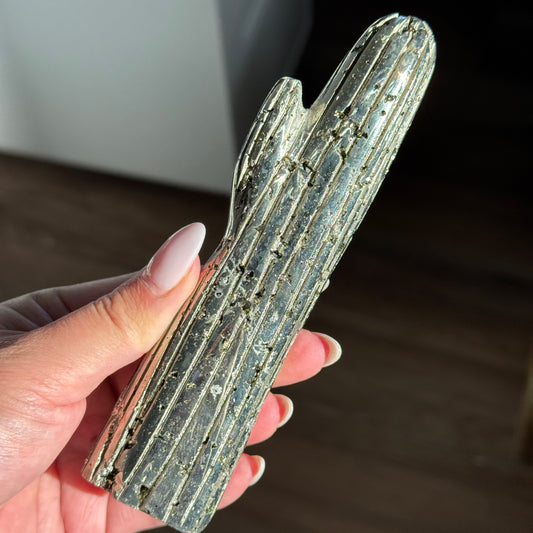 Pyrite Cactus L Carving #4
