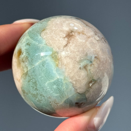 Green Flower Agate Sphere #7