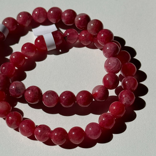 Gem Rhodonite with Quartz Bracelets