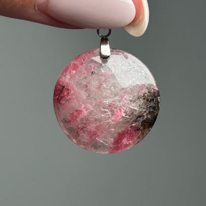 Gem Rhodonite Quartz Pendant (N)