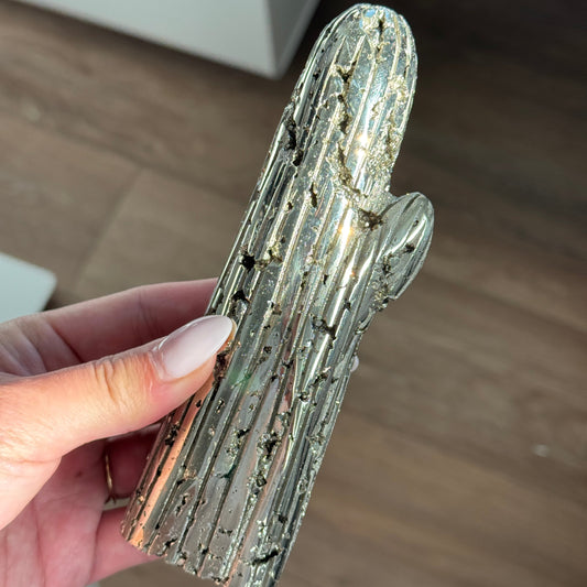 Pyrite Cactus L Carving #1