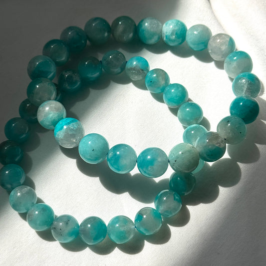Gel Amazonite Quartz Bracelets (various bead sizes)