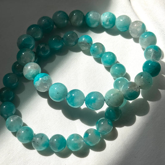 Gel Amazonite Quartz Bracelets (various bead sizes)