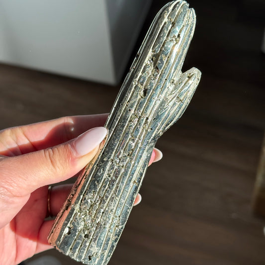 Pyrite Cactus L Carving #4