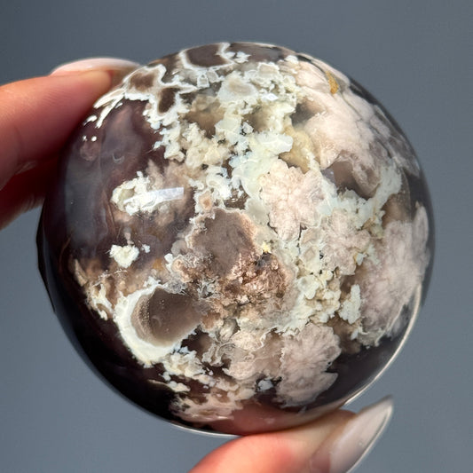 Black Flower Agate Sphere #3