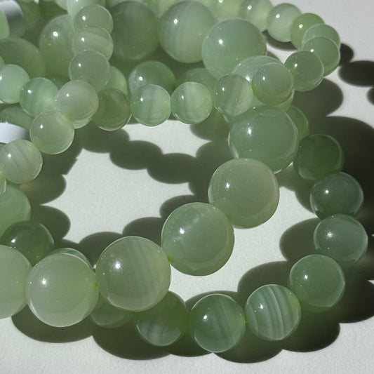 HQ Banded Green Calcite Bracelets (various bead sizes)