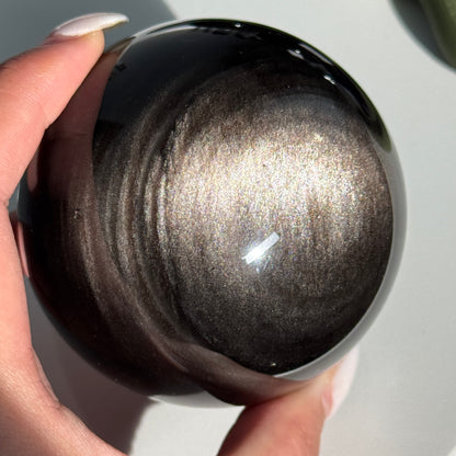 Silver Obsidian Sphere #15