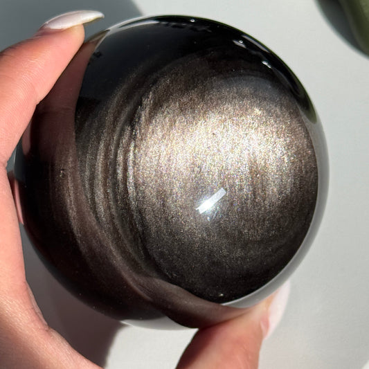 Silver Obsidian Sphere #15