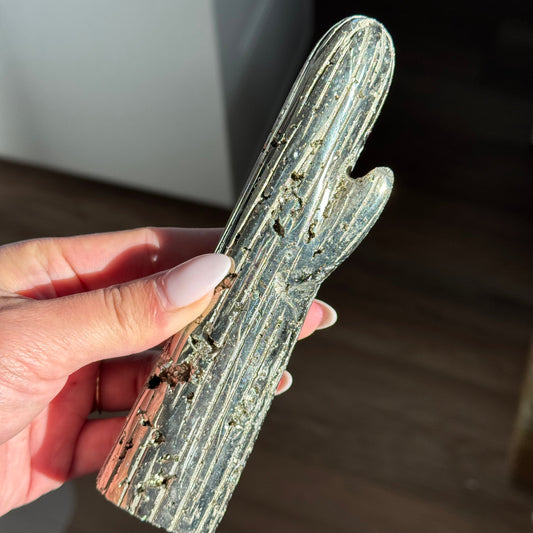 Pyrite Cactus L Carving #3