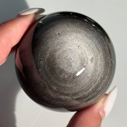 Silver Obsidian Sphere #04