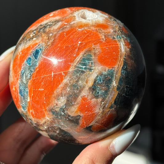 Old Stock Sunstone Blue Apatite Sphere #3
