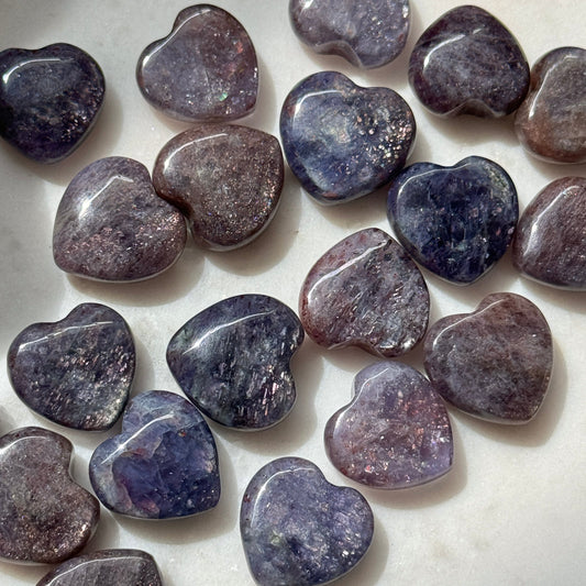 Bloodshot Iolite Mini Hearts