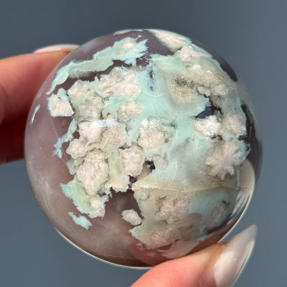 Green Flower Agate Sphere #8