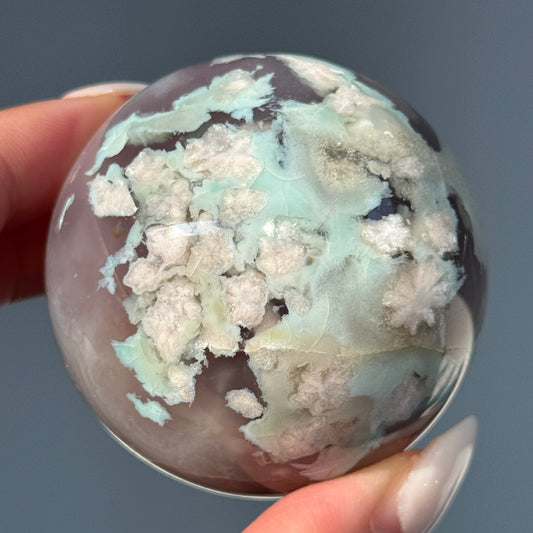 Green Flower Agate Sphere #8