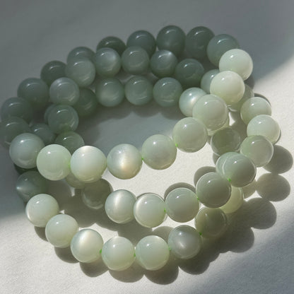 Silky Green Moonstone Bracelets (various bead sizes)