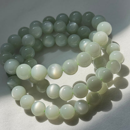 Silky Green Moonstone Bracelets (various bead sizes)