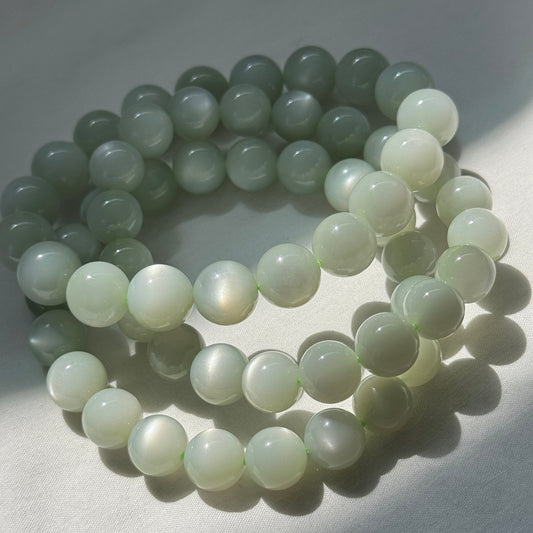 Silky Green Moonstone Bracelets (various bead sizes)