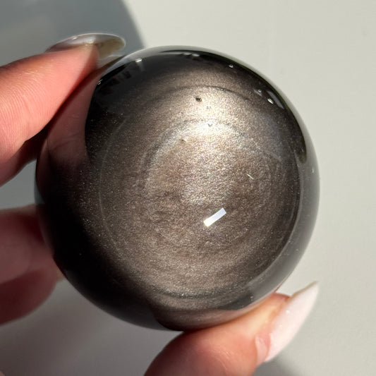 Silver Obsidian Sphere #09