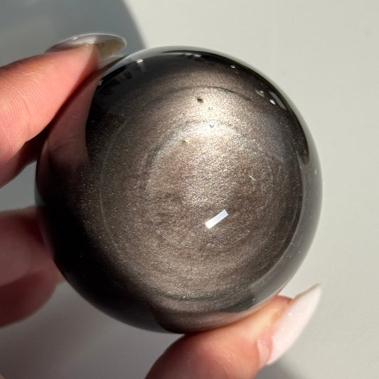 Silver Obsidian Sphere #09