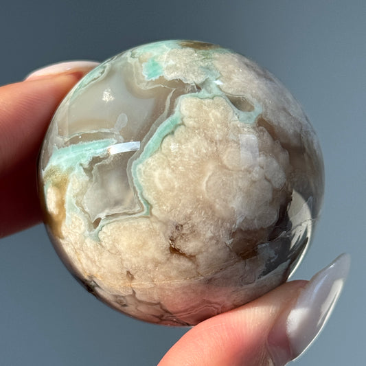 Green Flower Agate Sphere #12