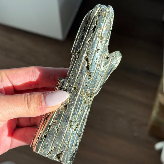 Pyrite Cactus L Carving #2