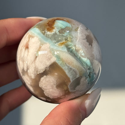 Green Flower Agate Sphere #14