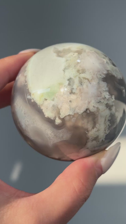 Black Flower Agate Sphere #10