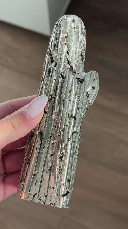 Pyrite Cactus L Carving #1