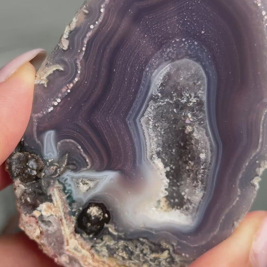 starry night agate geode polished