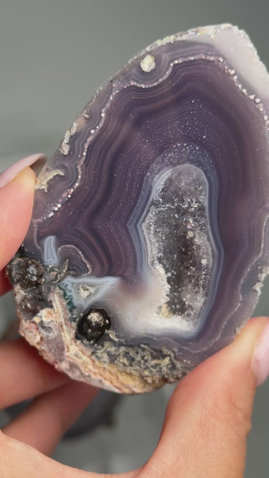 starry night agate geode polished