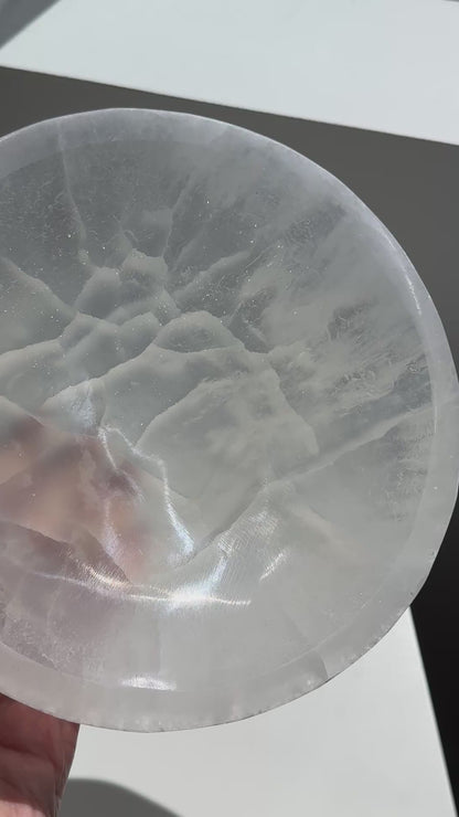 Selenite Round Bowls 8”