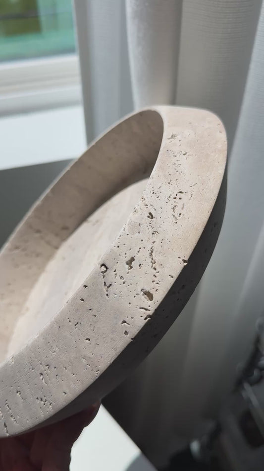 XL Travertine Round Bowl