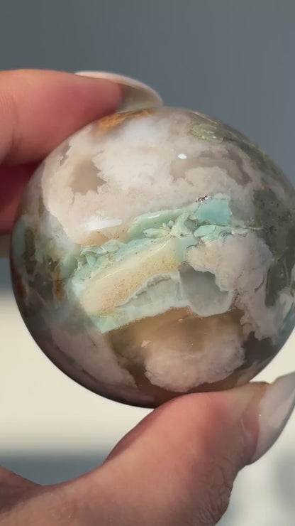 Green Flower Agate Sphere #14