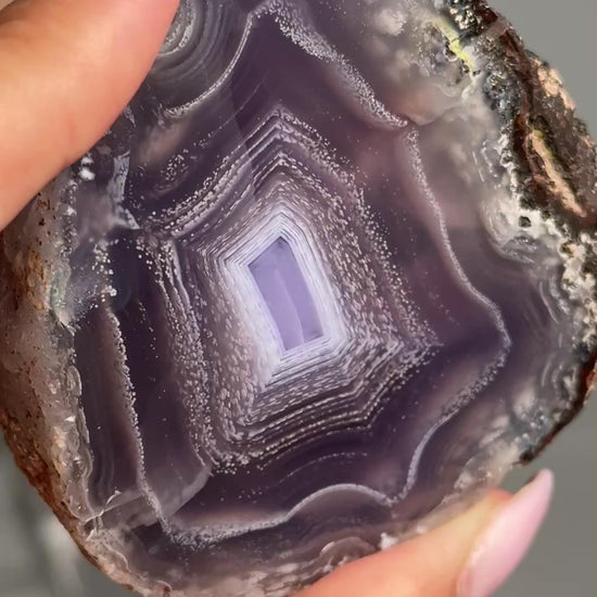 starry night agate geode polished