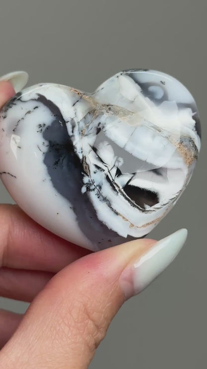 Purple Dendritic Opal Heart Carving #2