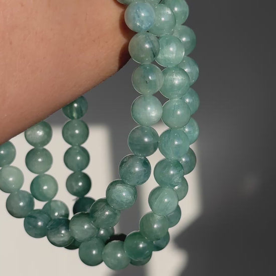 green kyanite bracelet crystal bead bracelet