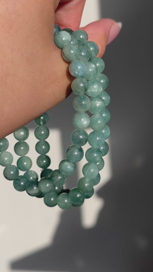 green kyanite bracelet crystal bead bracelet