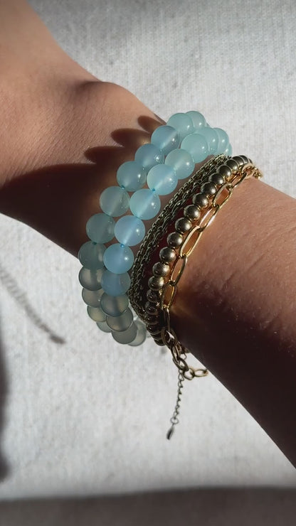 Taiwan "Sapphire" Blue Chalcedony Bracelets